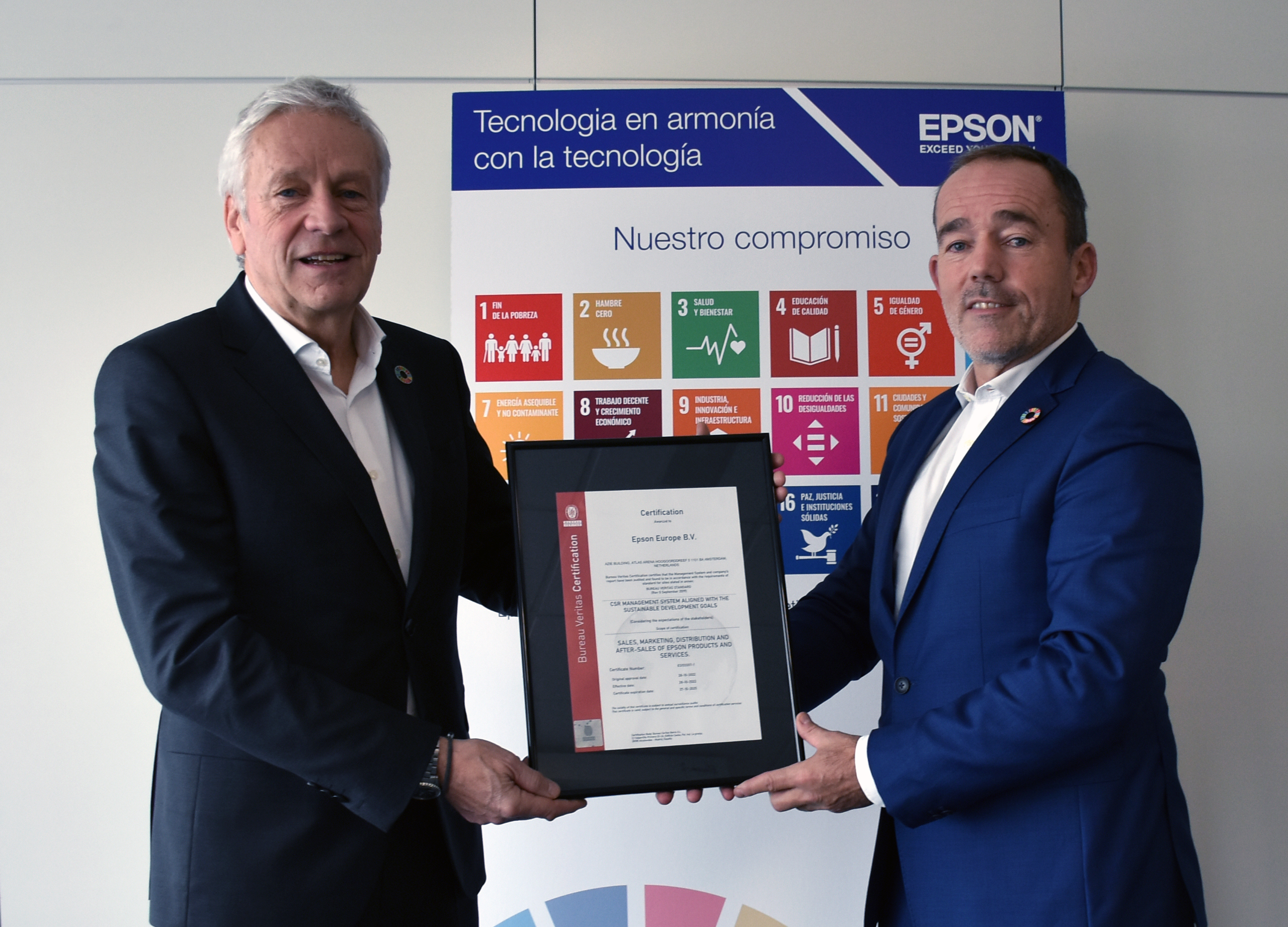 Epson Europe certificación internacional Objetivos de Desarrollo Sostenible de la ONU