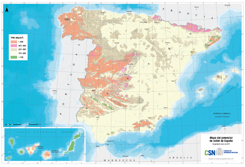 mapa del radón en España